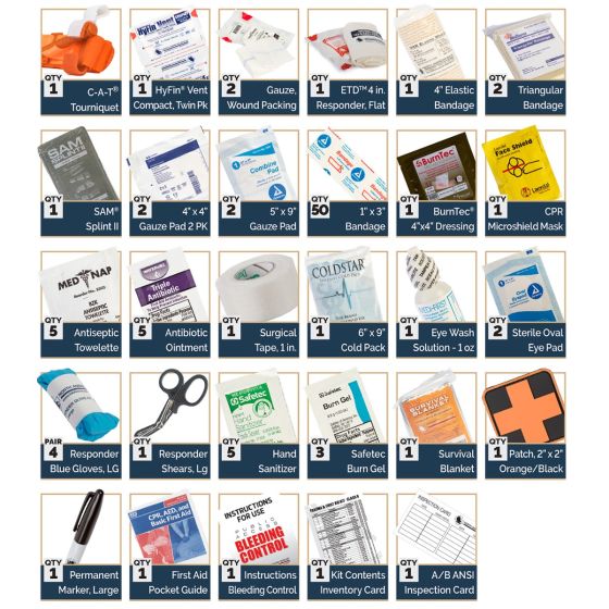Small Wound Dressing Kit, Includes Gauze, Tape, Gloves, Eye Pads, Bandages  - TEK Distributors